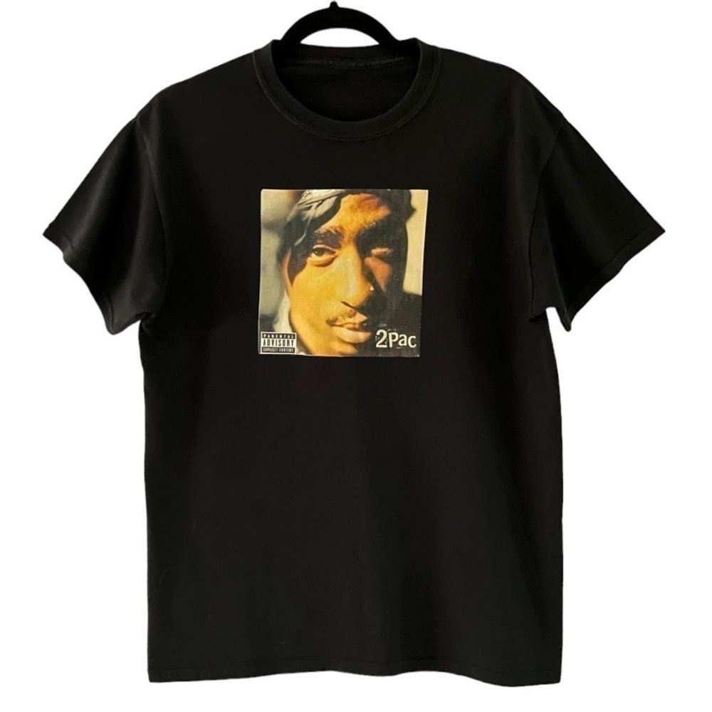 Tupac Shakur T-Shirt, 2pac Graphic Tee, Greatest Hits Album Artwork - Black   